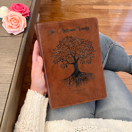 Personalized Family Bible | Custom ESV Family Bible | Engraved Family Bible Wedding Bible Christian Gifts Family Tree Bible for Wedding - Aylev