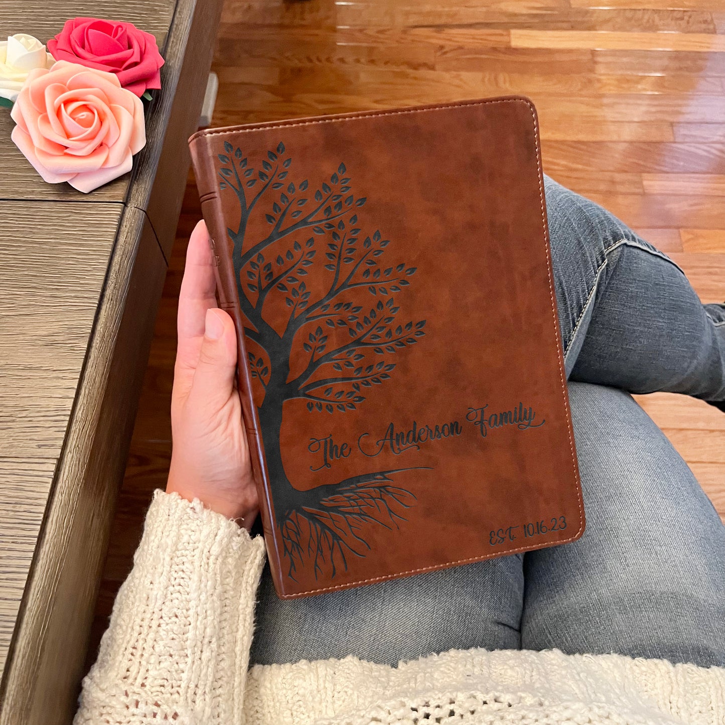 Personalized Family Bible | Custom ESV Family Bible | Engraved Family Bible Wedding Bible Christian Gifts Family Tree Bible for Wedding - Aylev