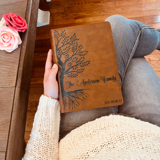 Personalized Family Bible | Custom NASB Family Tree Wide Margin Bible | Engraved Bible for Wedding Bible Christian Gifts NASB Family Bible - Aylev