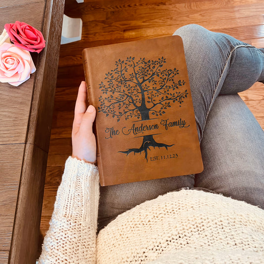 Personalized Family Bible | Custom NASB Family Tree Wide Margin Bible | Engraved Bible for Wedding Bible Christian Gifts NASB Family Bible - Aylev