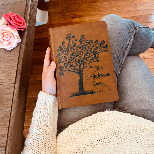 Personalized Family Bible | Custom NASB Family Tree Wide Margin Bible | Engraved Bible for Wedding Bible Christian Gifts NASB Family Bible - Aylev