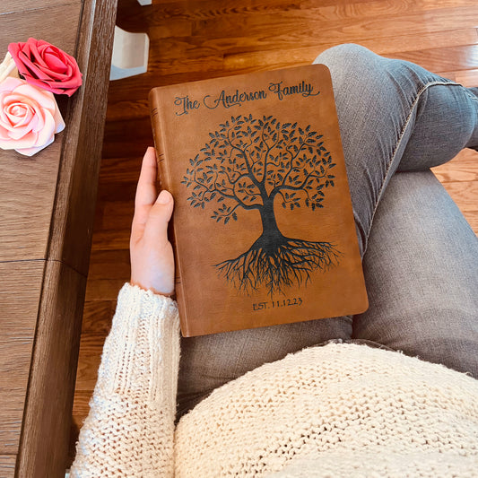 Personalized Family Bible | Custom NASB Family Tree Wide Margin Bible | Engraved Bible for Wedding Bible Christian Gifts NASB Family Bible - Aylev
