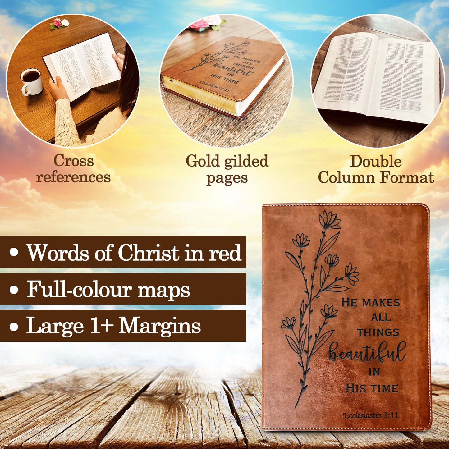 Personalized ESV Bible: Create Your Own Custom Engraved Design with a Designer, Wide-Margin Reference Red Letter English Standard Holy Bible - Aylev