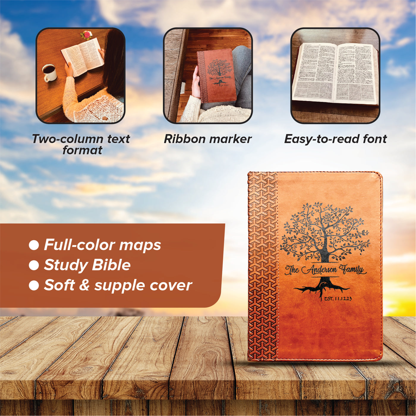 Personalized Family Bible | Custom KJV Family Tree Study Bible | Engraved Bible Wedding Bible Christian Gifts Family Bible for Wedding