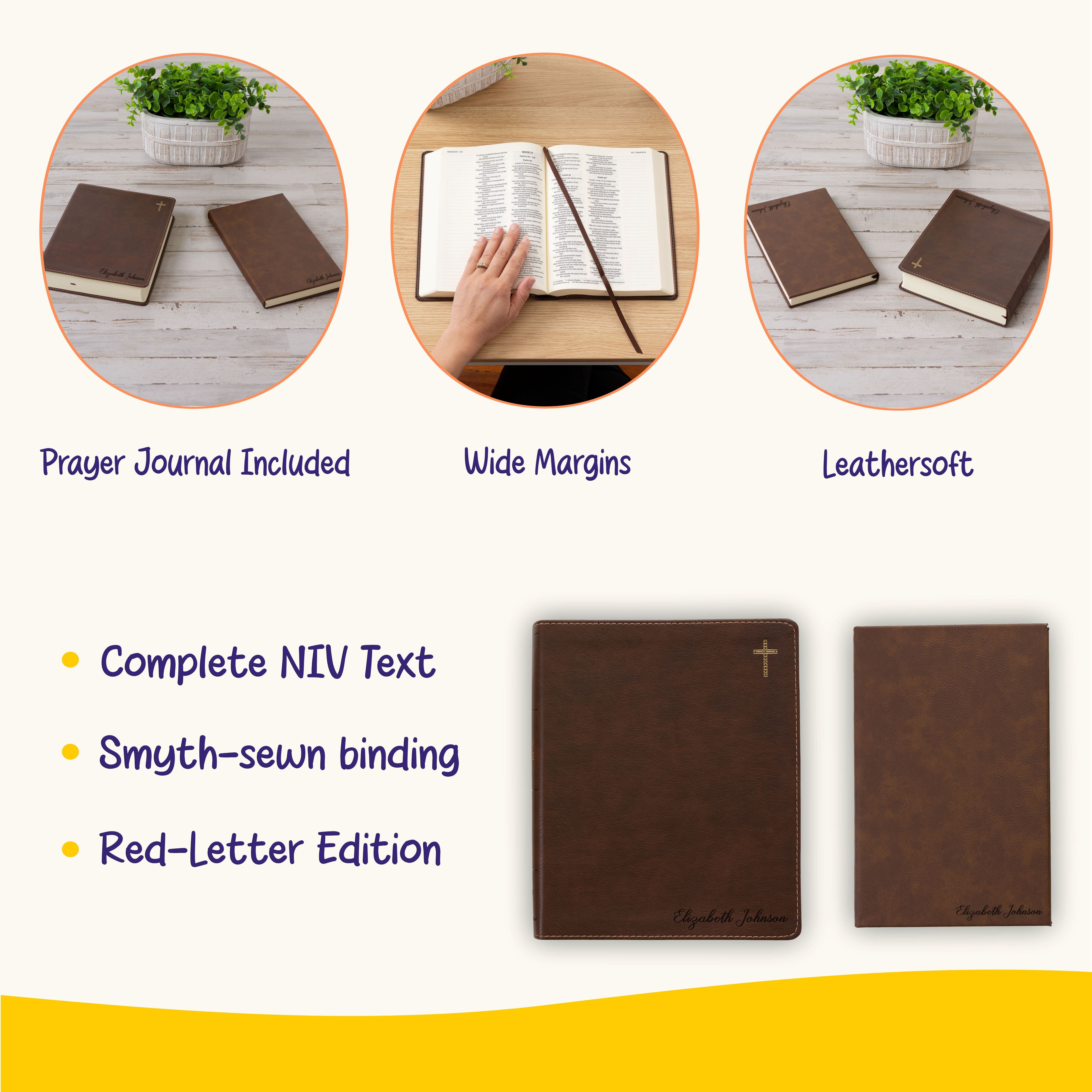 Personalized NIV Journaling Bible & Prayer Journal Set, Wide-Margin Journaling Bible, Custom Engraved Name, Christian Gift, Baptism Gift