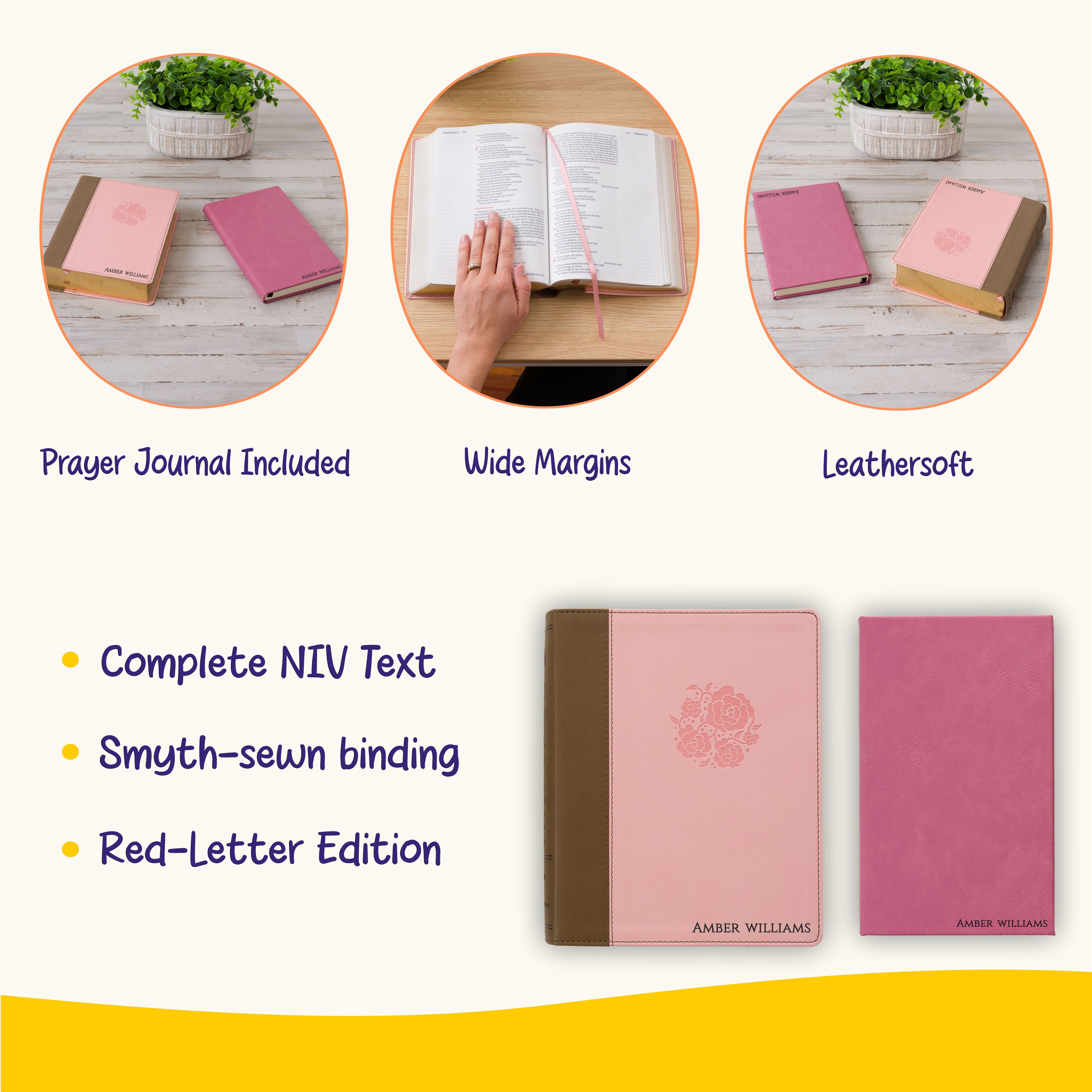 Personalized NIV Journaling Bible & Prayer Journal Set, Wide-Margin Journaling Bible, Custom Engraved Name, Christian Gift, Baptism Gift
