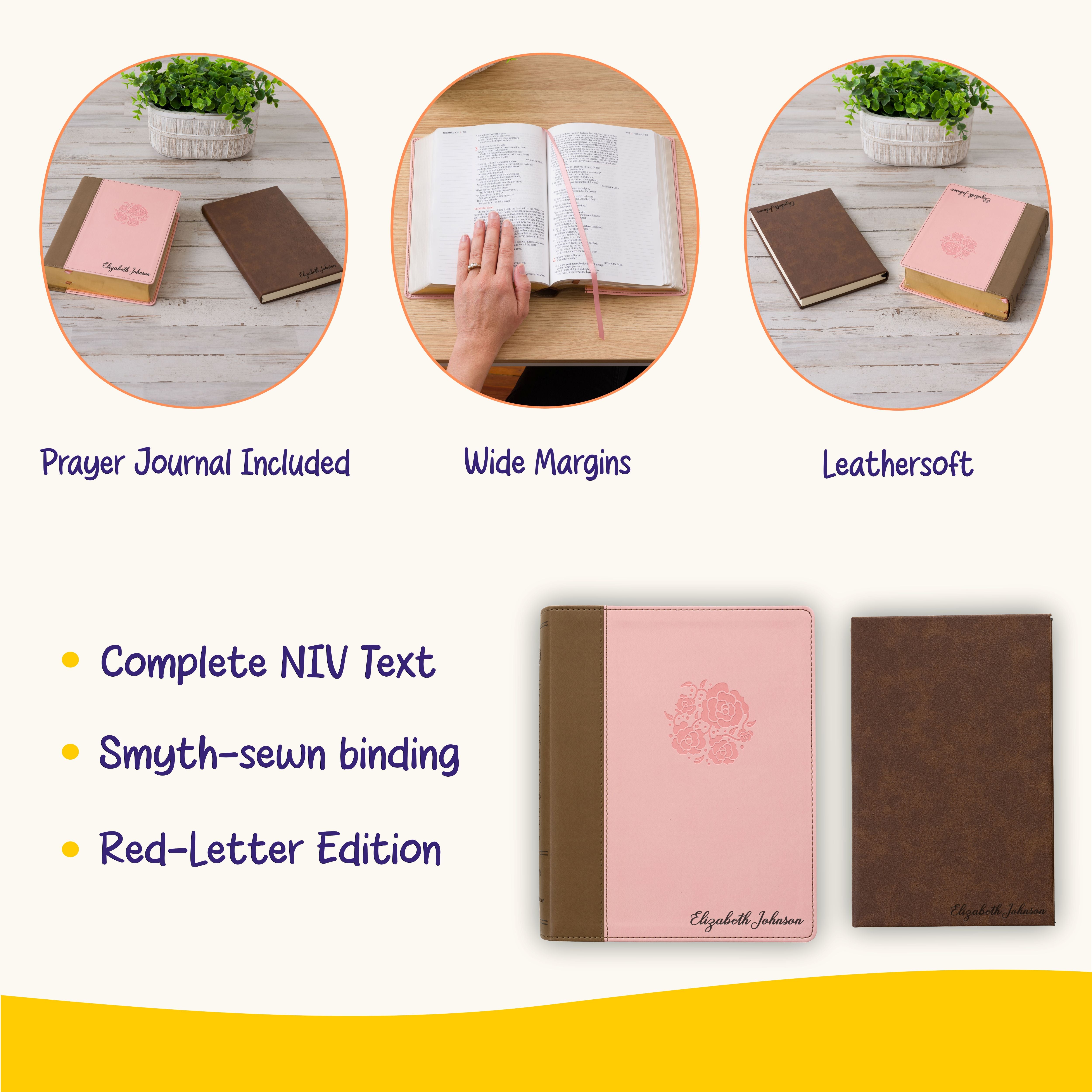 Personalized NIV Journaling Bible & Prayer Journal Set, Wide-Margin Journaling Bible, Custom Engraved Name, Christian Gift, Baptism Gift