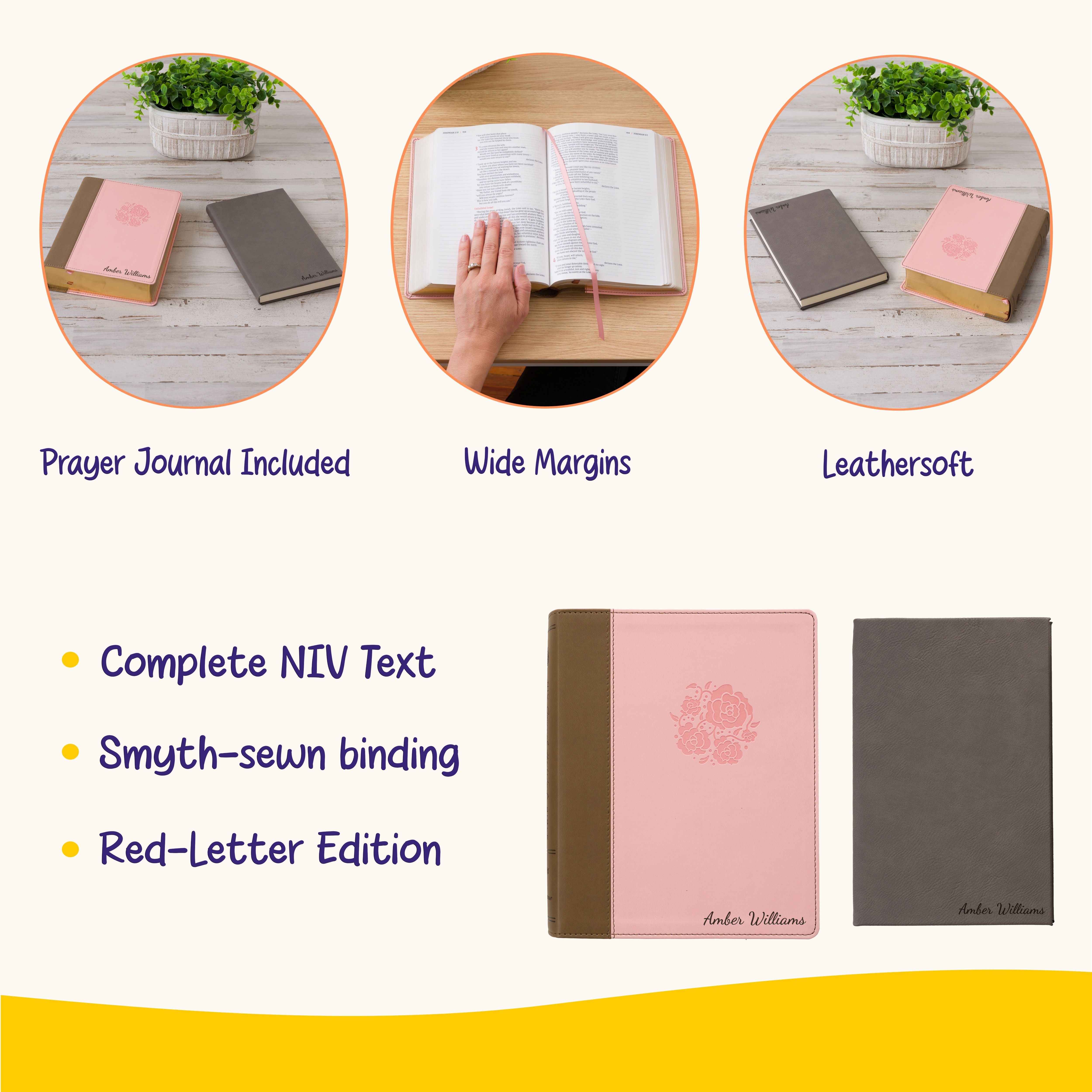 Personalized NIV Journaling Bible & Prayer Journal Set, Wide-Margin Journaling Bible, Custom Engraved Name, Christian Gift, Baptism Gift