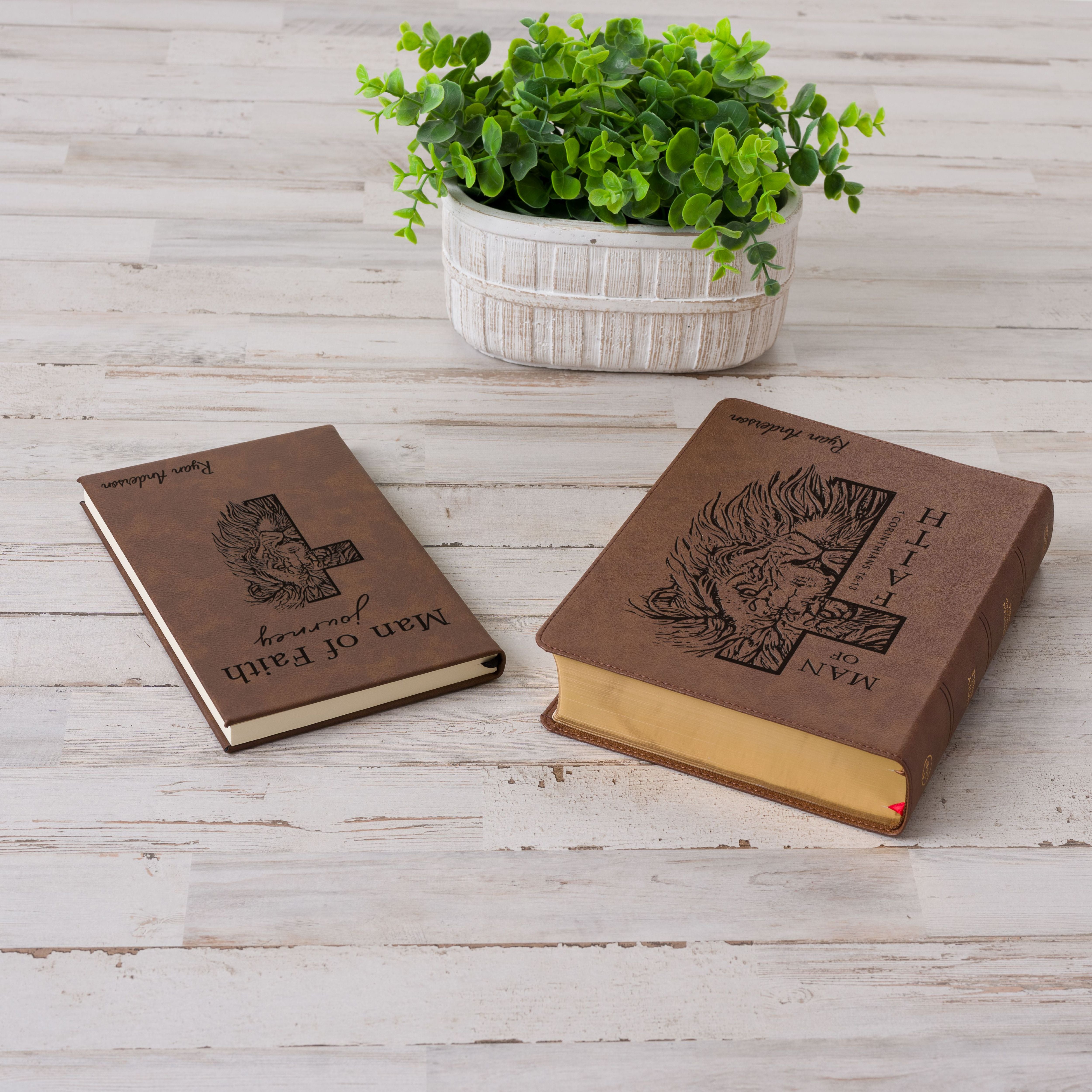 Personalized CSB Wide-Margin Bible & Prayer Journal Set, Large Print Journaling Bible, Engraved with Name, Christian Gift, Baptism Gift