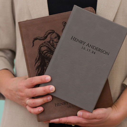 Personalized CSB Wide-Margin Bible & Prayer Journal Set, Large Print Journaling Bible, Engraved with Name, Christian Gift, Baptism Gift