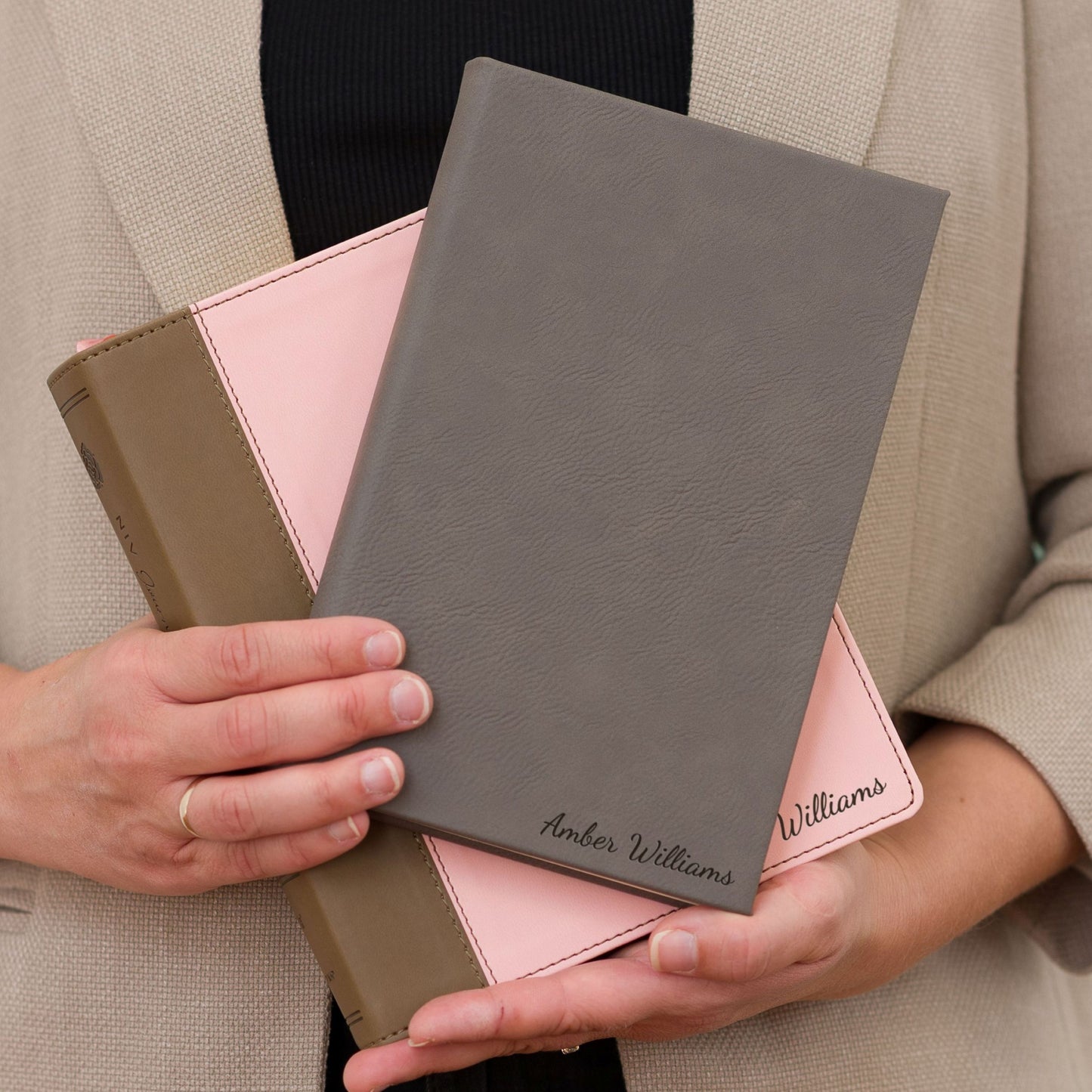 Personalized NIV Journaling Bible & Prayer Journal Set, Wide-Margin Journaling Bible, Custom Engraved Name, Christian Gift, Baptism Gift