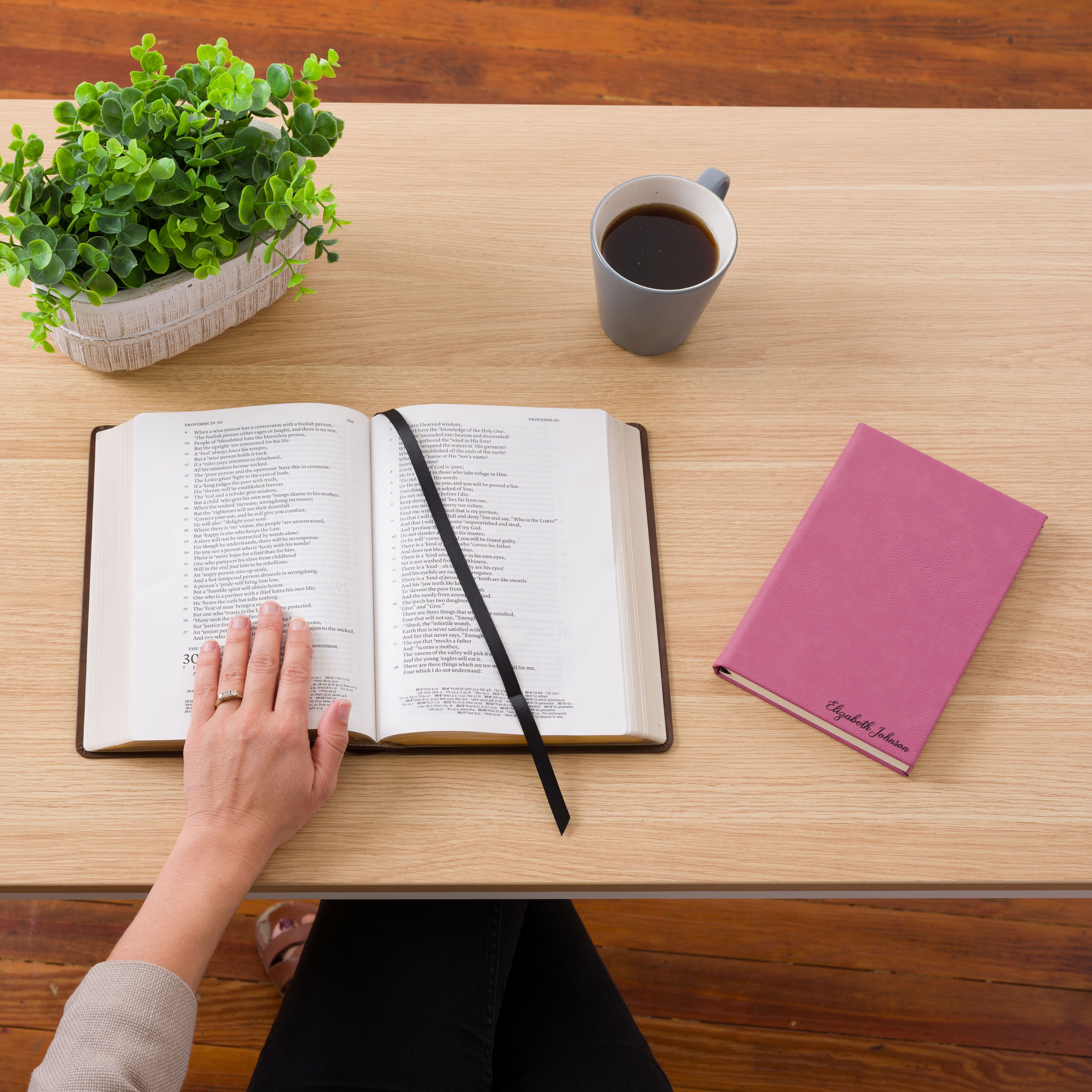 Personalized NASB Bible & Prayer Journal Set, Wide-Margin Reference Bible, Custom Engraved with Name, Christian Gift, Baptism Gift