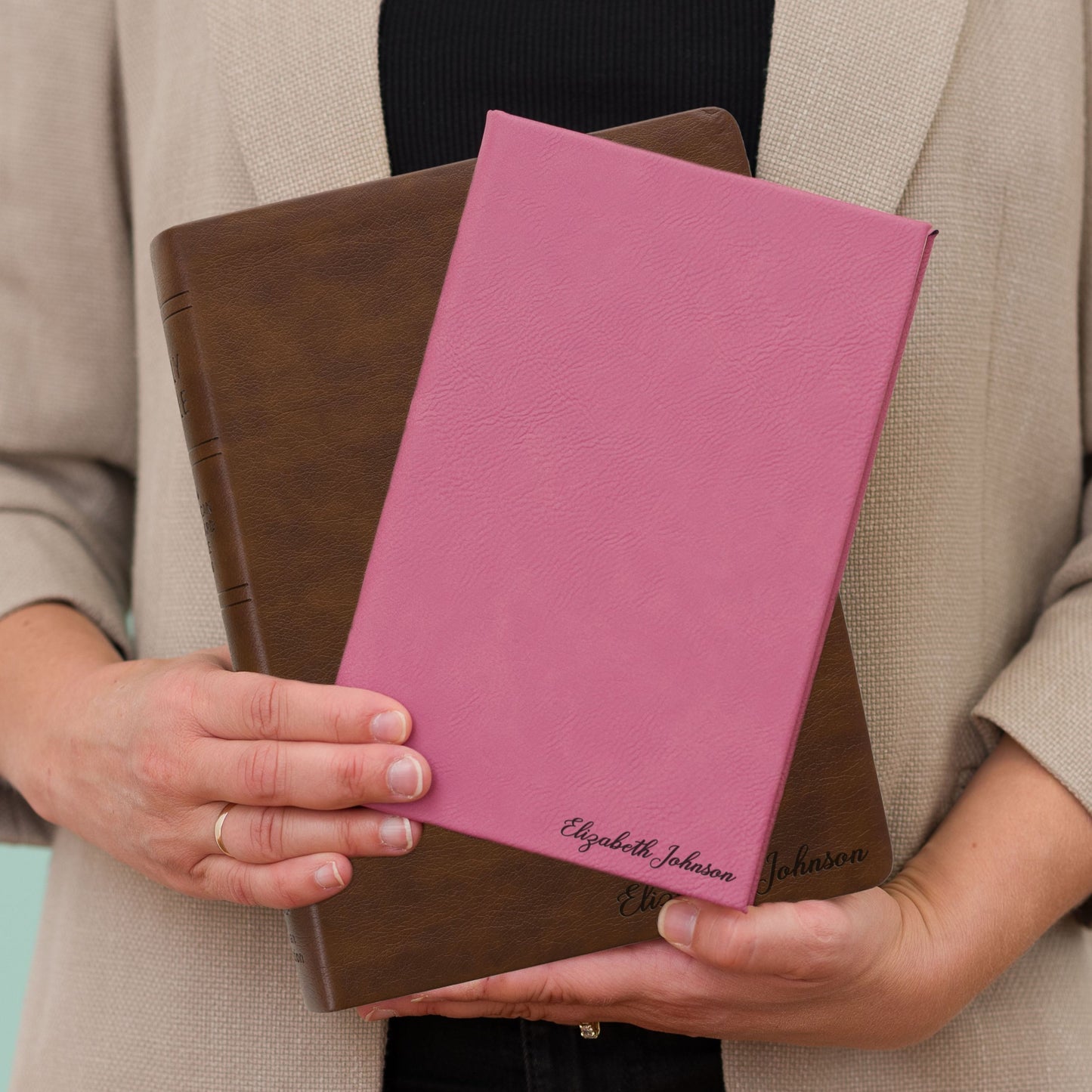 Personalized NASB Bible & Prayer Journal Set, Wide-Margin Reference Bible, Custom Engraved with Name, Christian Gift, Baptism Gift