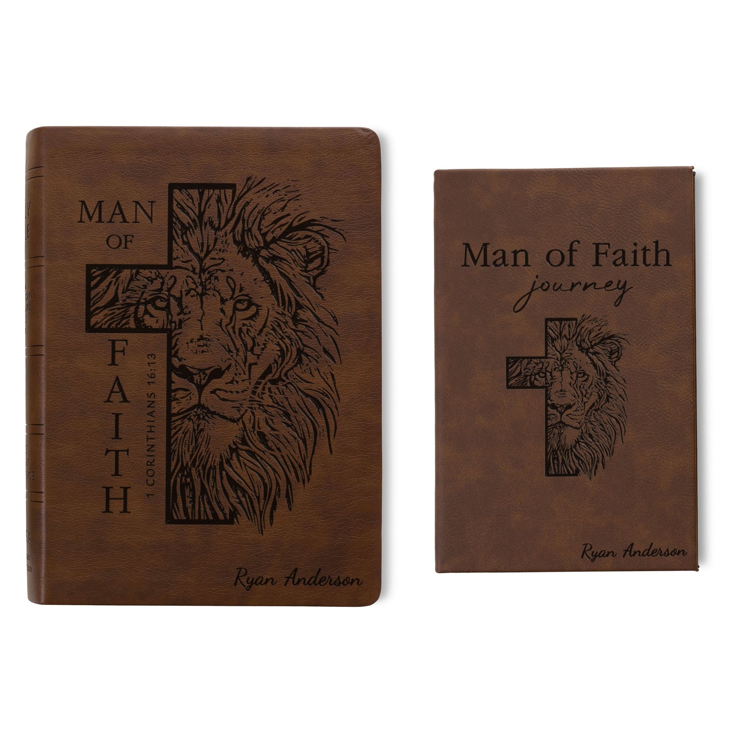 Personalized NASB Bible & Prayer Journal Set, Wide-Margin Reference Bible, Custom Engraved with Name, Christian Gift, Baptism Gift for men