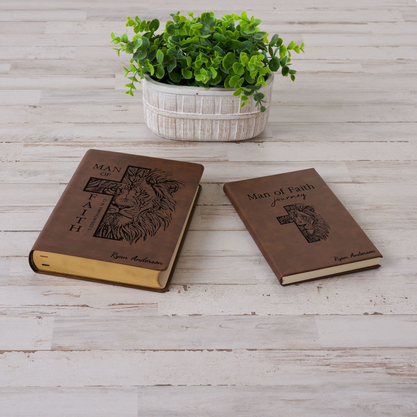 Personalized NASB Bible & Prayer Journal Set, Wide-Margin Reference Bible, Custom Engraved with Name, Christian Gift, Baptism Gift for men