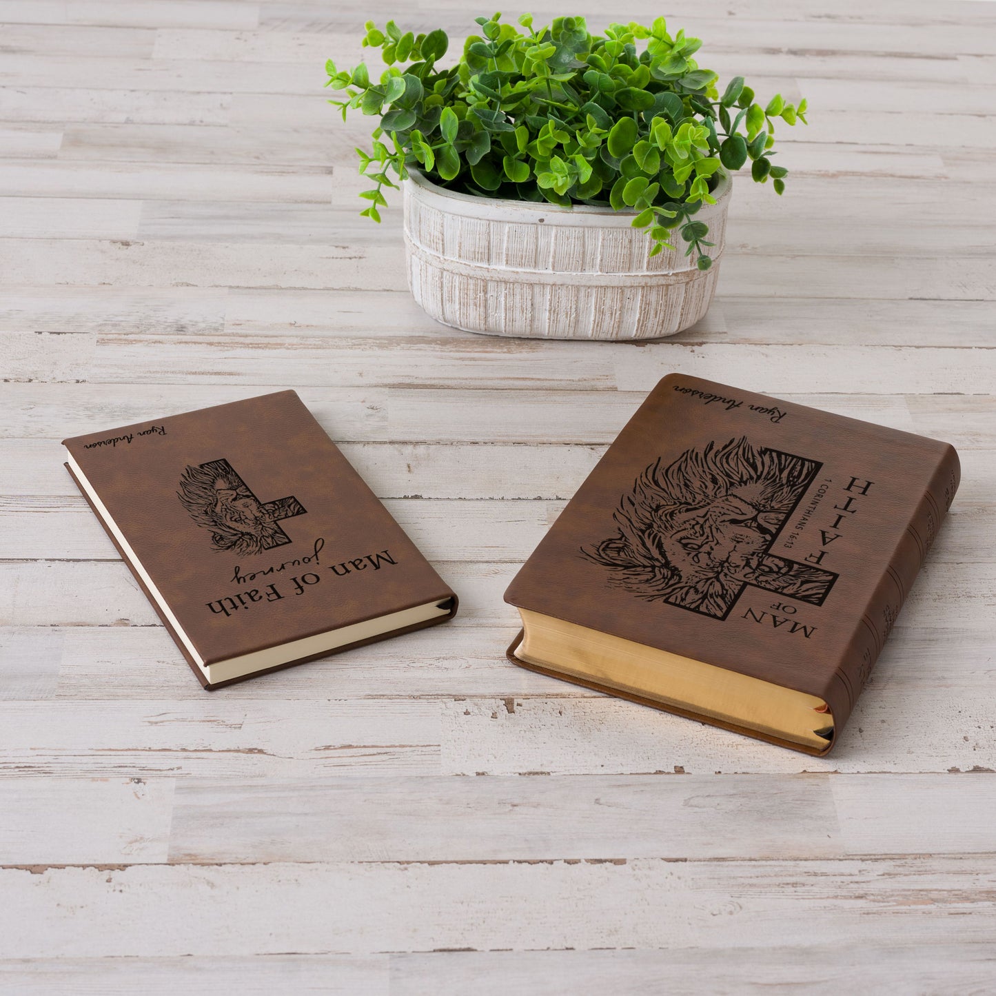 Personalized NASB Bible & Prayer Journal Set, Wide-Margin Reference Bible, Custom Engraved with Name, Christian Gift, Baptism Gift for men