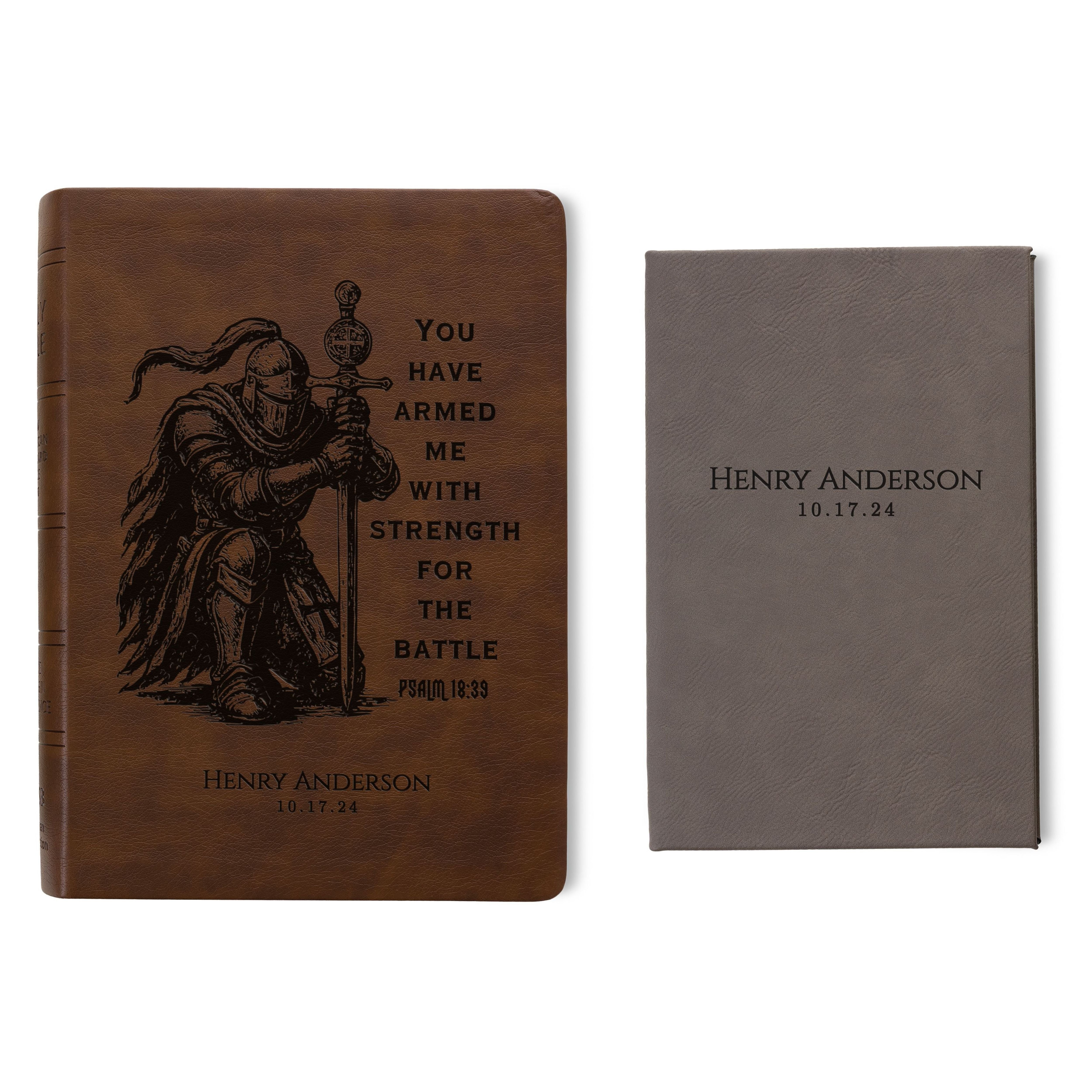 Personalized NASB Bible & Prayer Journal Set, Wide-Margin Reference Bible, Custom Engraved with Name, Christian Gift, Baptism Gift for men