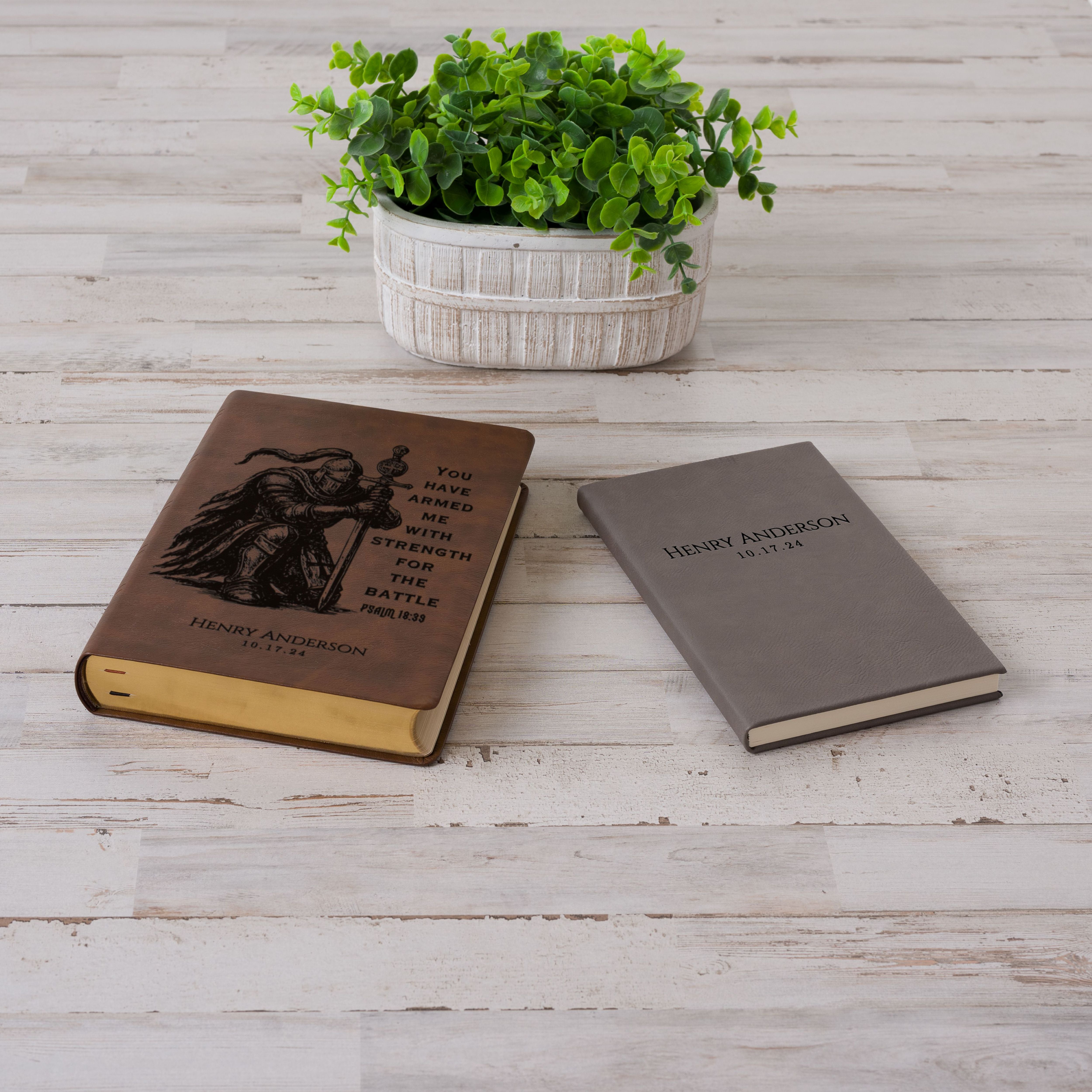 Personalized NASB Bible & Prayer Journal Set, Wide-Margin Reference Bible, Custom Engraved with Name, Christian Gift, Baptism Gift for men