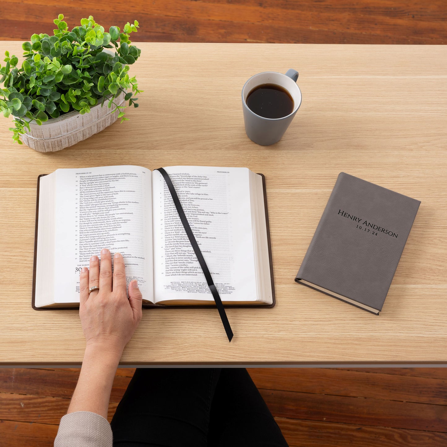 Personalized NASB Bible & Prayer Journal Set, Wide-Margin Reference Bible, Custom Engraved with Name, Christian Gift, Baptism Gift for men