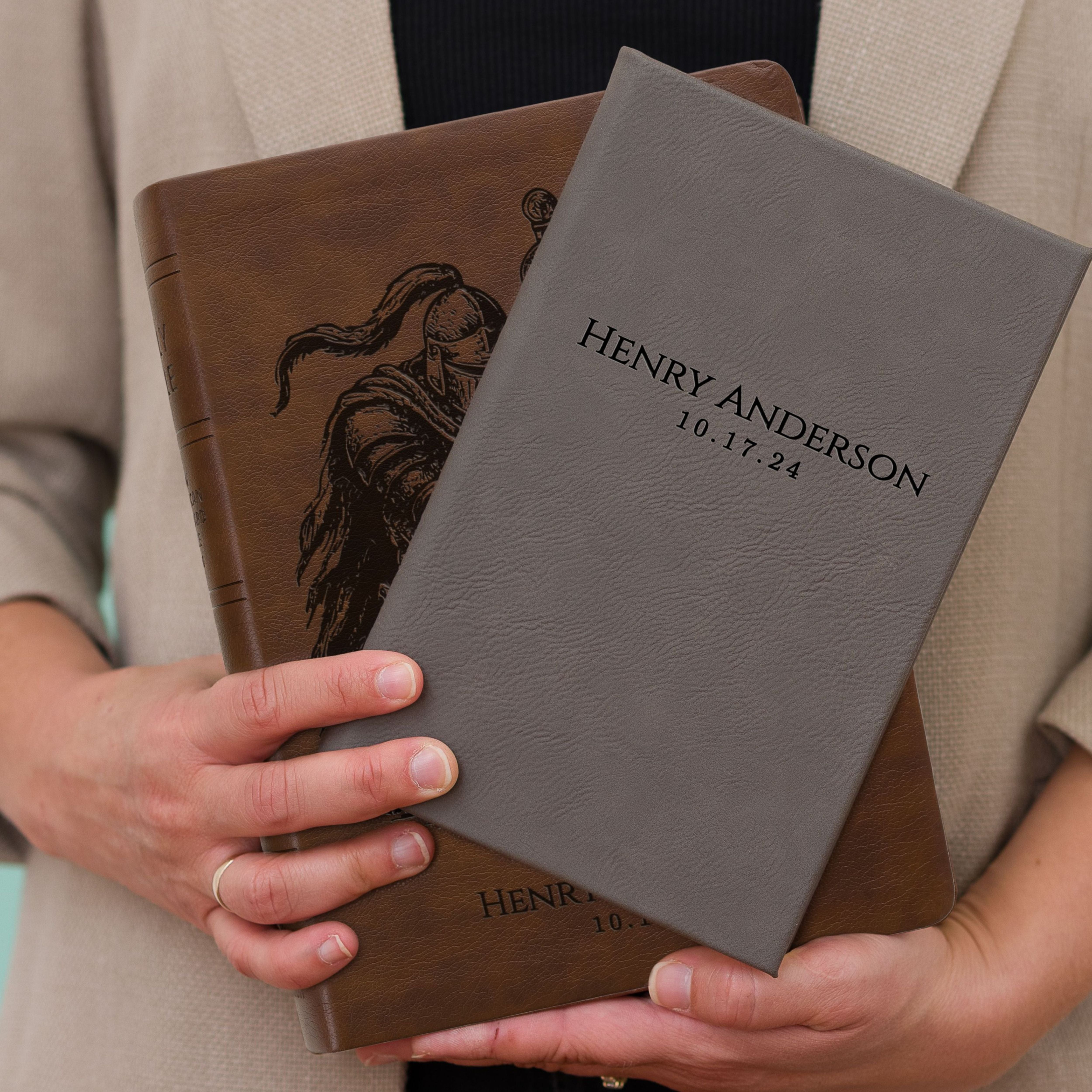 Personalized NASB Bible & Prayer Journal Set, Wide-Margin Reference Bible, Custom Engraved with Name, Christian Gift, Baptism Gift for men