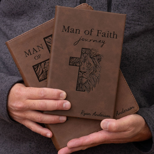 Personalized KJV Bible & Prayer Journal Set, Single - Column Wide - Margin Bible, Custom Engraved Name, Christian Gift, Baptism Gift for men - Religious Books - Aylev