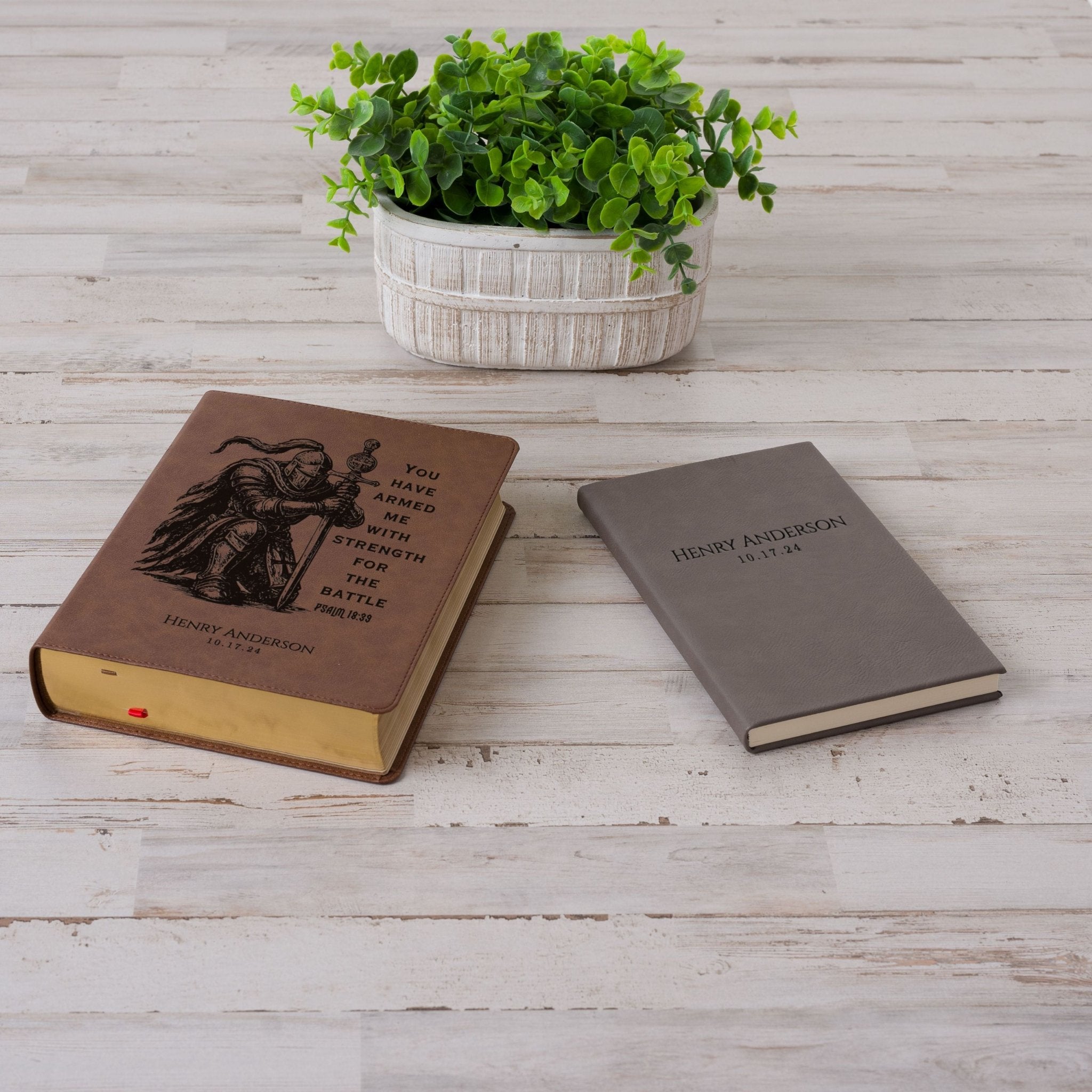 Personalized KJV Bible & Prayer Journal Set, Single - Column Wide - Margin Bible, Custom Engraved Name, Christian Gift, Baptism Gift for men - Religious Books - Aylev