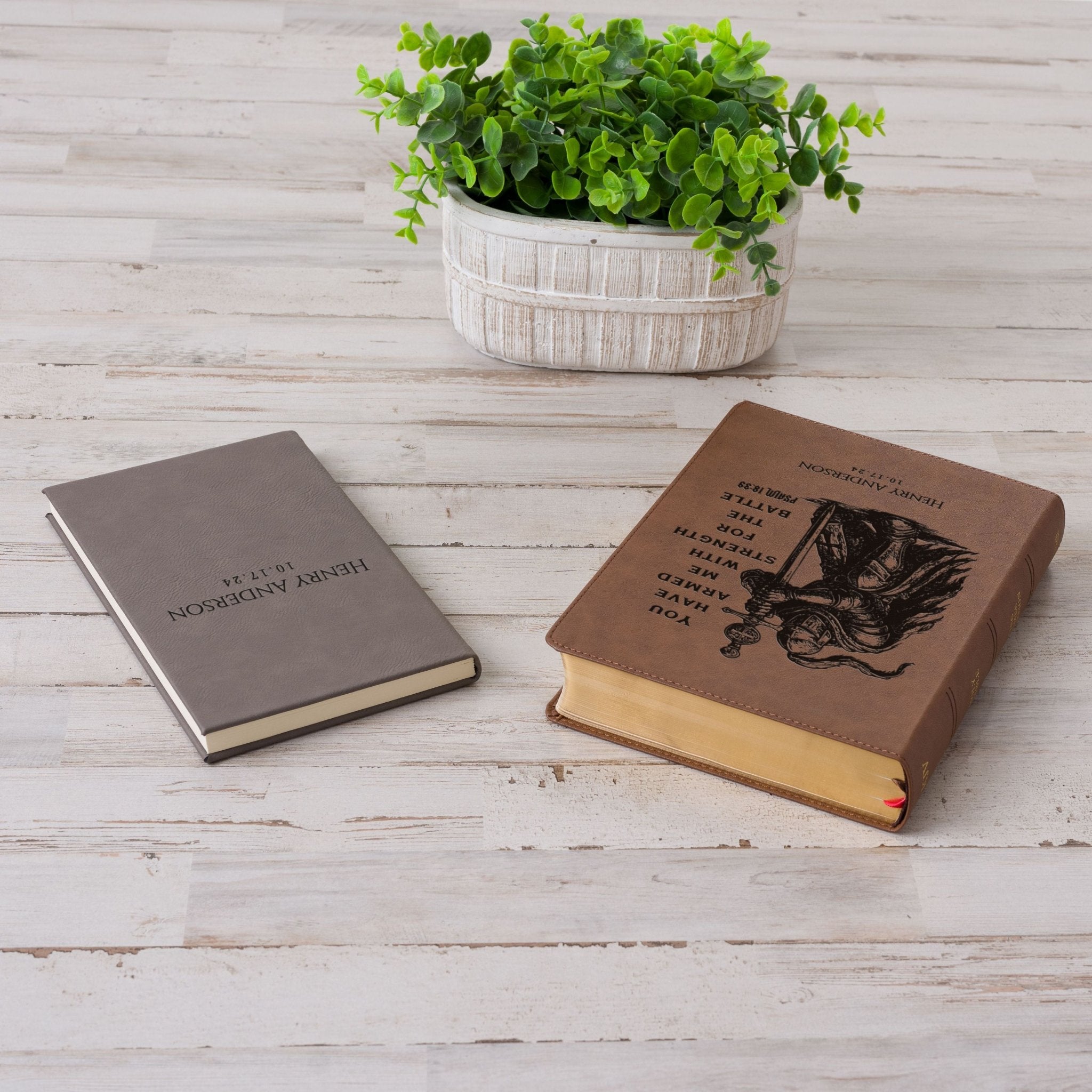 Personalized KJV Bible & Prayer Journal Set, Single - Column Wide - Margin Bible, Custom Engraved Name, Christian Gift, Baptism Gift for men - Religious Books - Aylev
