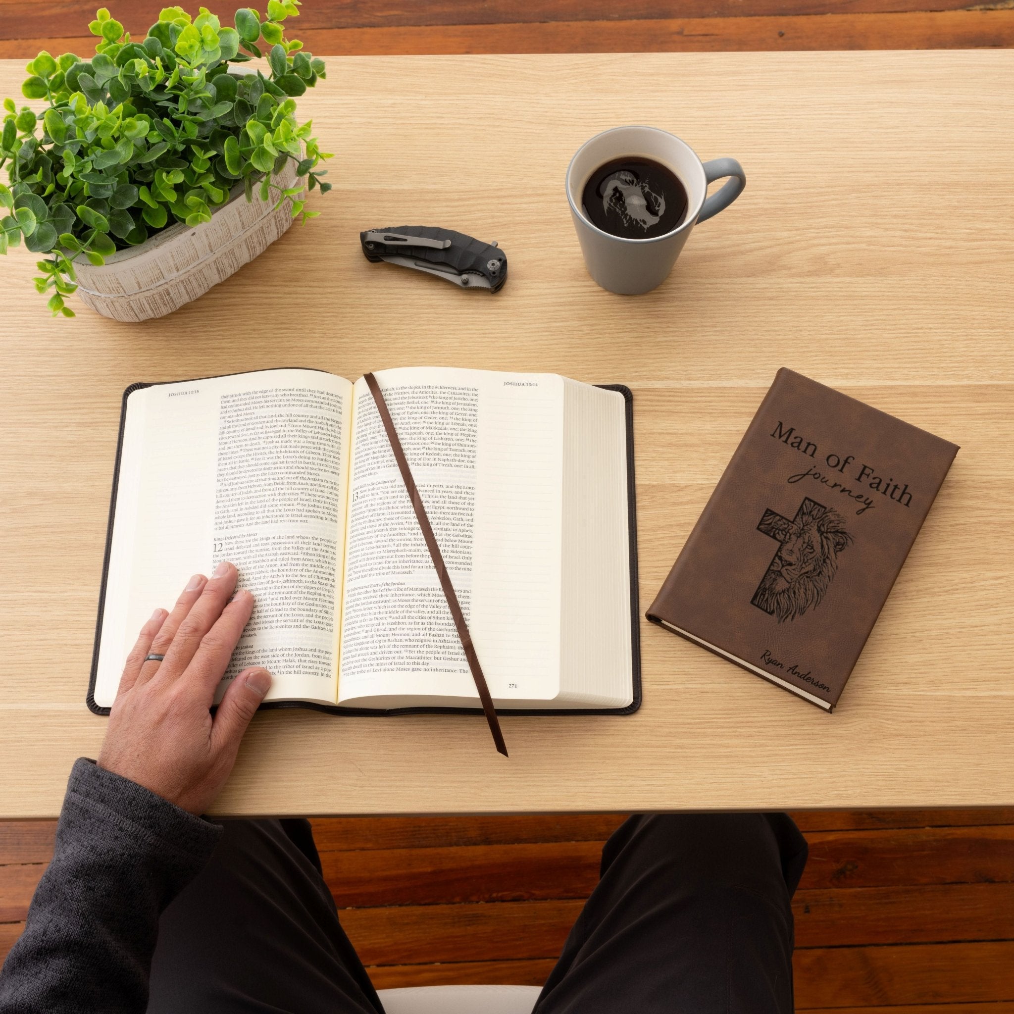 Personalized ESV Journaling Bible & Prayer Journal Set, Lined Wide - Margin Bible, Custom Engraved Name, Christian Gift, Baptism Gift - Religious Books - Aylev