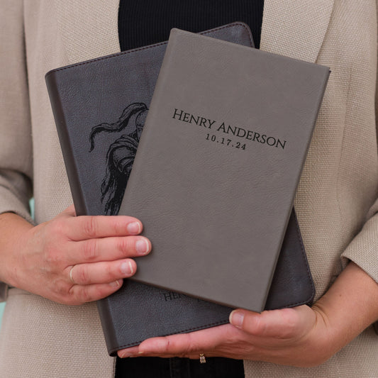 Personalized ESV Journaling Bible & Prayer Journal Set, Lined Wide-Margin Bible, Custom Engraved Name, Christian Gift, Baptism Gift