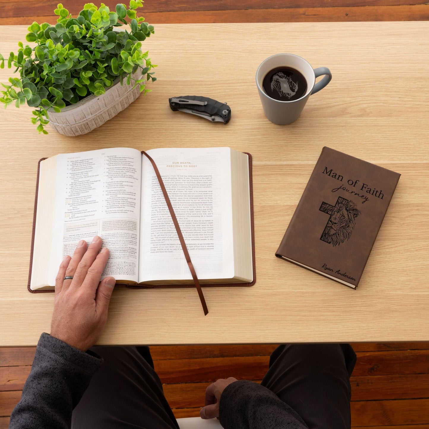 Personalized ESV Bible & Prayer Journal Set, Men's Study Bible, Custom Engraved with Name, Christian Gift, Baptism Gift for men - Religious Books - Aylev