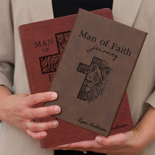 Personalized ESV Bible & Prayer Journal Set, Men's Study Bible, Custom Engraved with Name, Christian Gift, Baptism Gift for men - Aylev