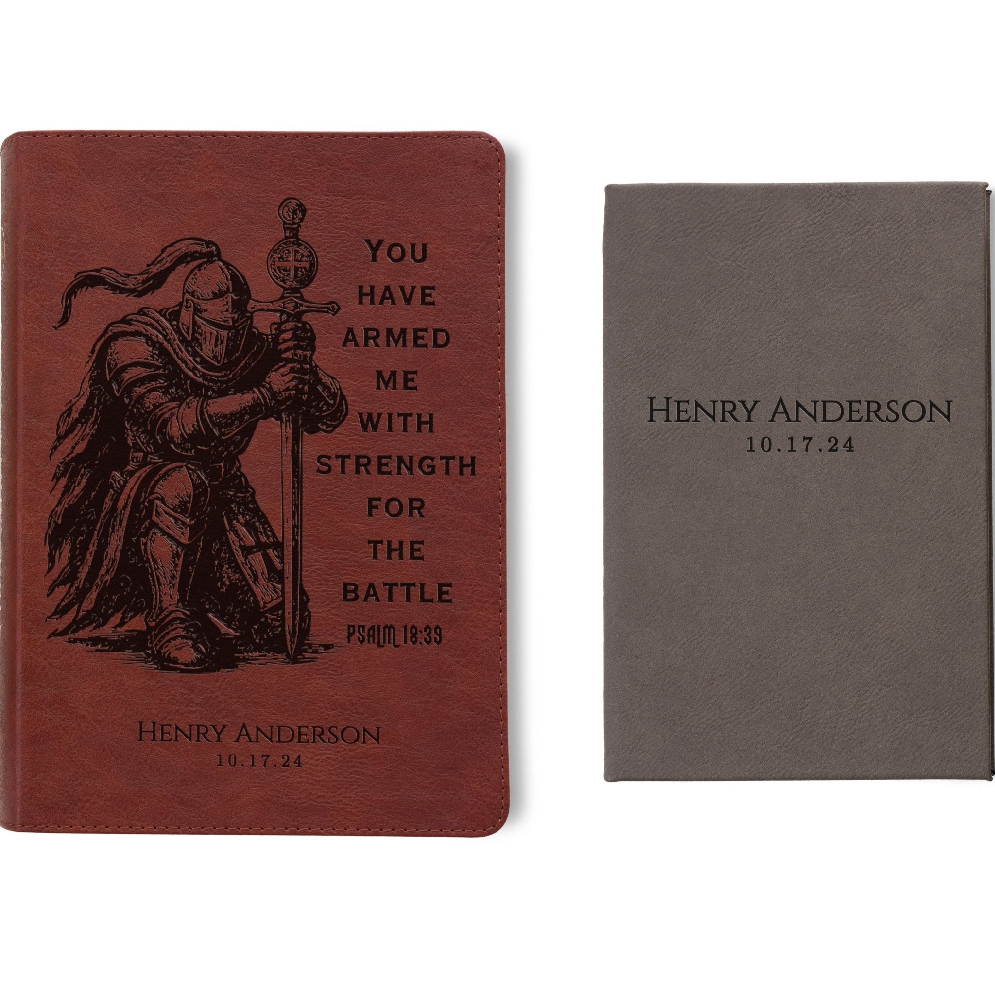 Personalized ESV Bible & Prayer Journal Set, Men's Study Bible, Custom Engraved with Name, Christian Gift, Baptism Gift for men - Religious Books - Aylev