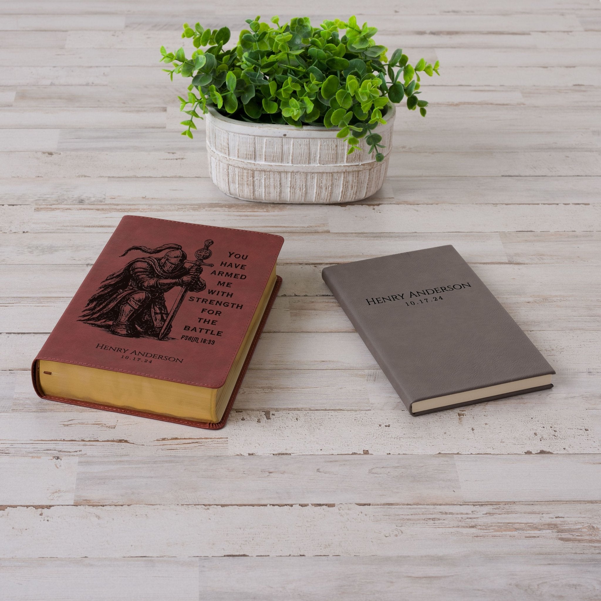 Personalized ESV Bible & Prayer Journal Set, Men's Study Bible, Custom Engraved with Name, Christian Gift, Baptism Gift for men - Religious Books - Aylev