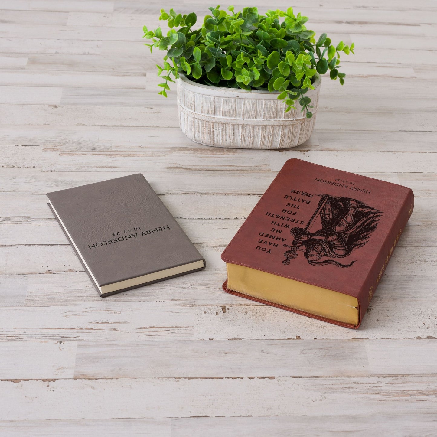 Personalized ESV Bible & Prayer Journal Set, Men's Study Bible, Custom Engraved with Name, Christian Gift, Baptism Gift for men - Religious Books - Aylev