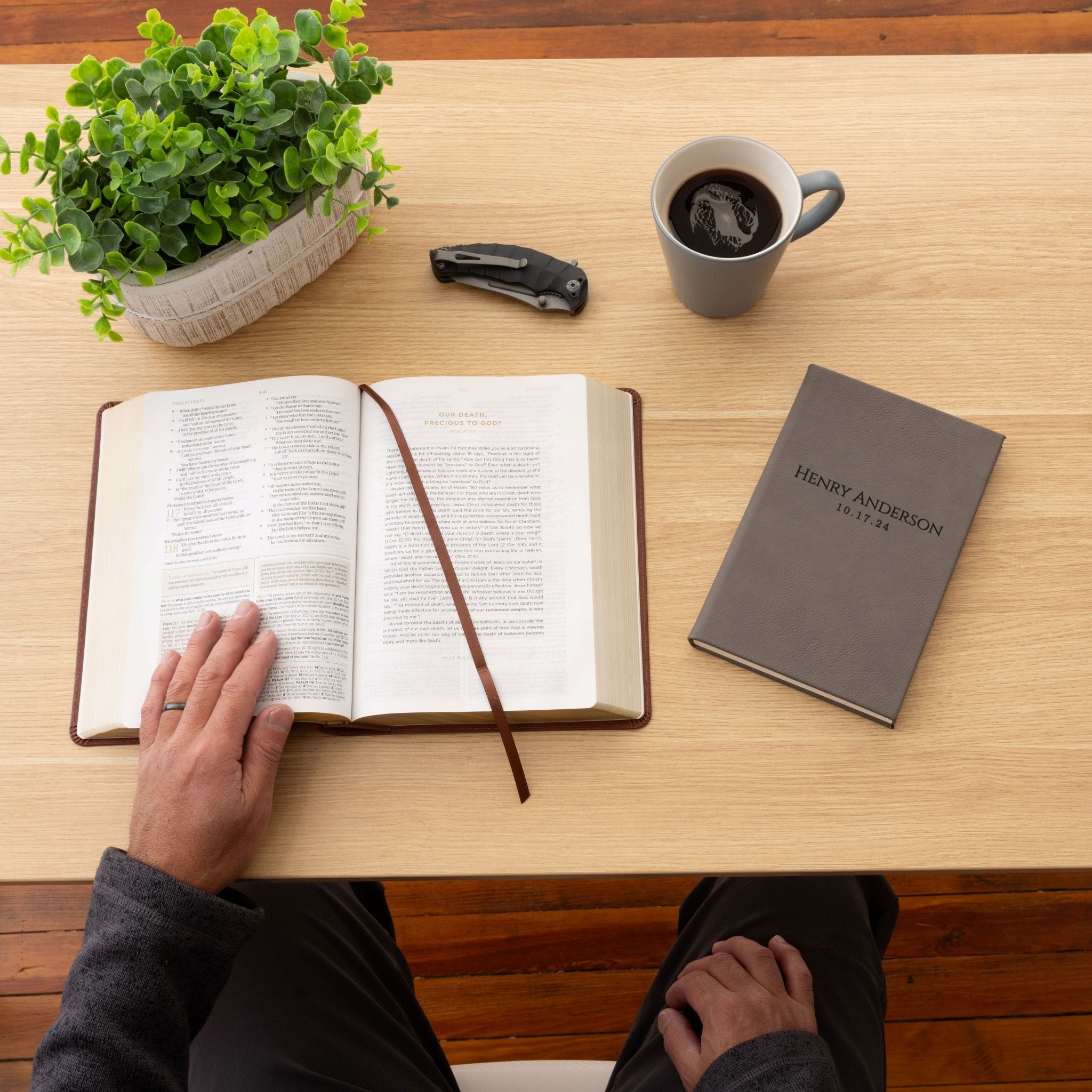 Personalized ESV Bible & Prayer Journal Set, Men's Study Bible, Custom Engraved with Name, Christian Gift, Baptism Gift for men - Religious Books - Aylev
