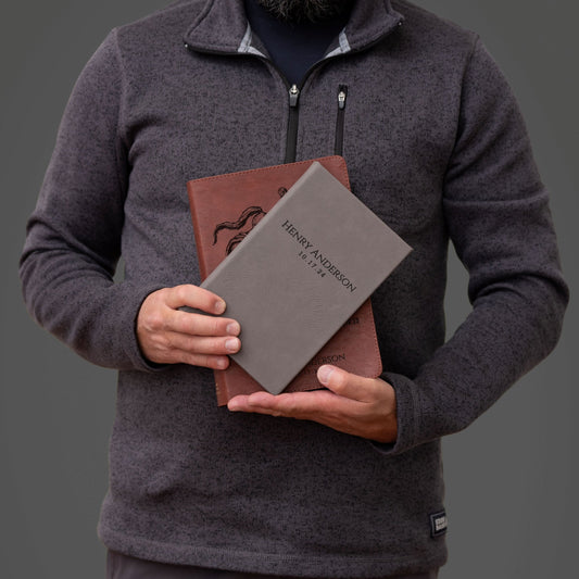Personalized ESV Bible & Prayer Journal Set, Men's Study Bible, Custom Engraved with Name, Christian Gift, Baptism Gift for men - Religious Books - Aylev