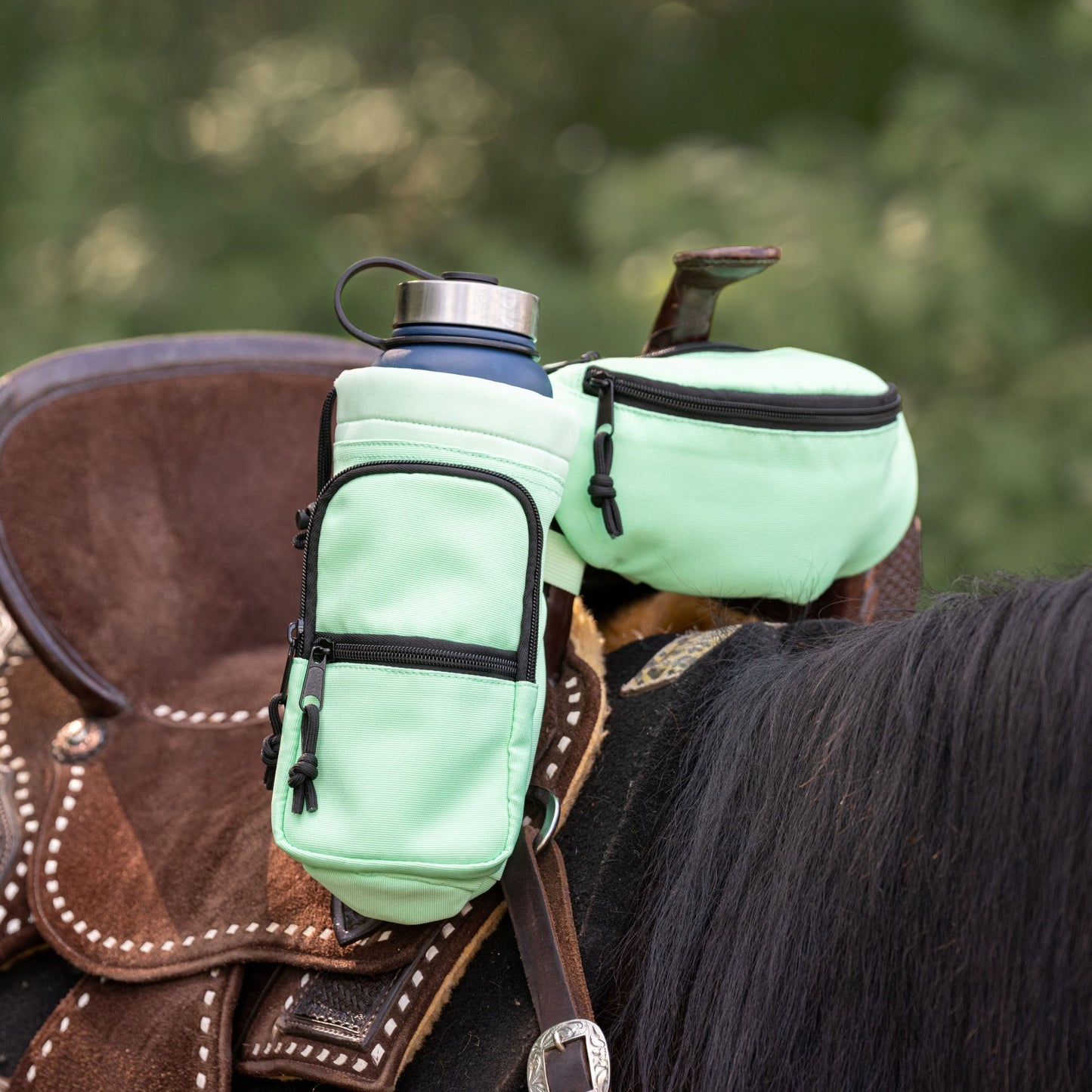Horse Saddle Pommel Bag & Water Bottle Holder Set, Equestrian Saddle Accessory for Trail Riding Alternative Options - Horse Tack Accessories - Aylev