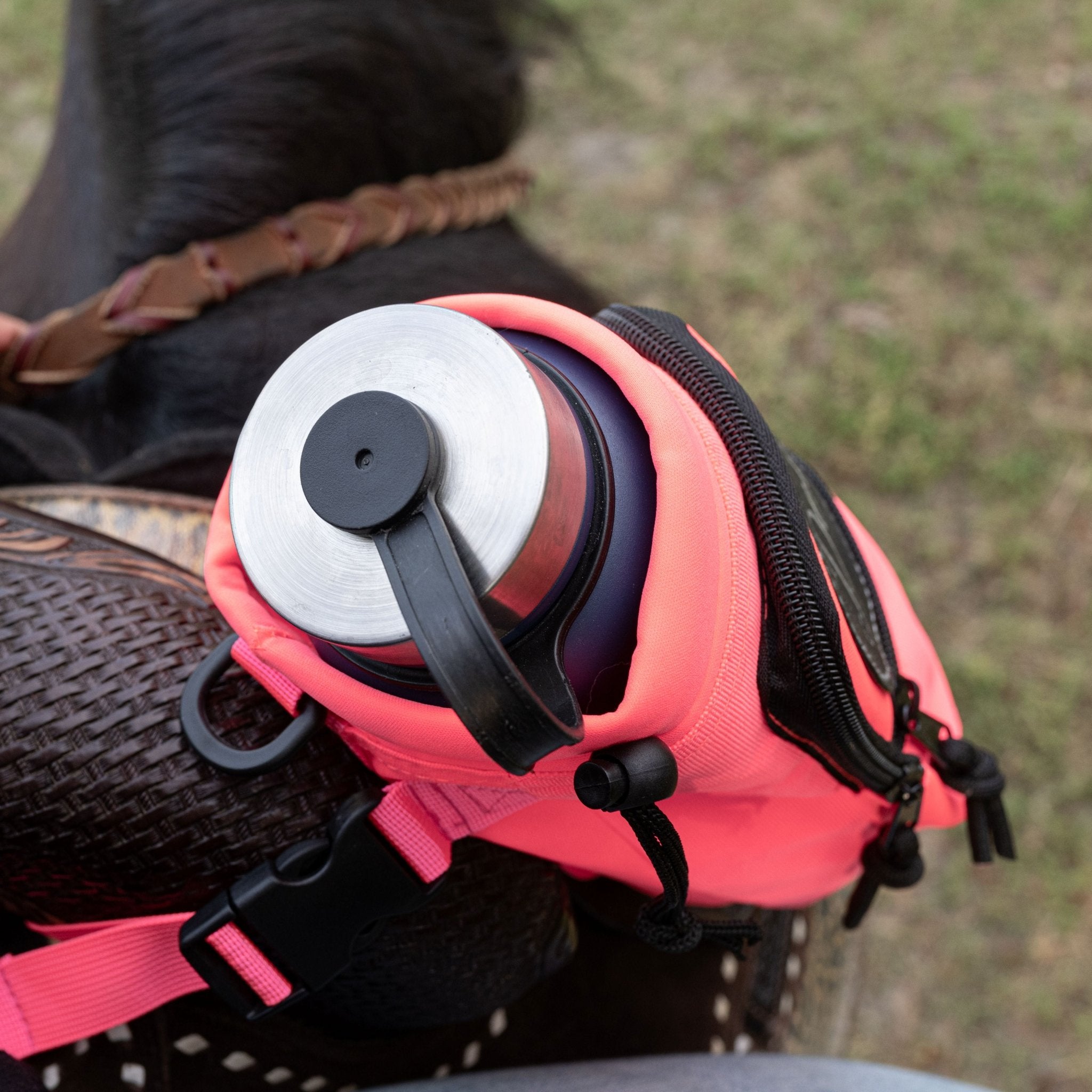 Personalized Horse Saddle Water Bottle Holder, Multi-Pocket Saddle Drink Holder, Fits Bottles Up to 40 oz, Multiple Colors - Horse Tack Accessories - Aylev