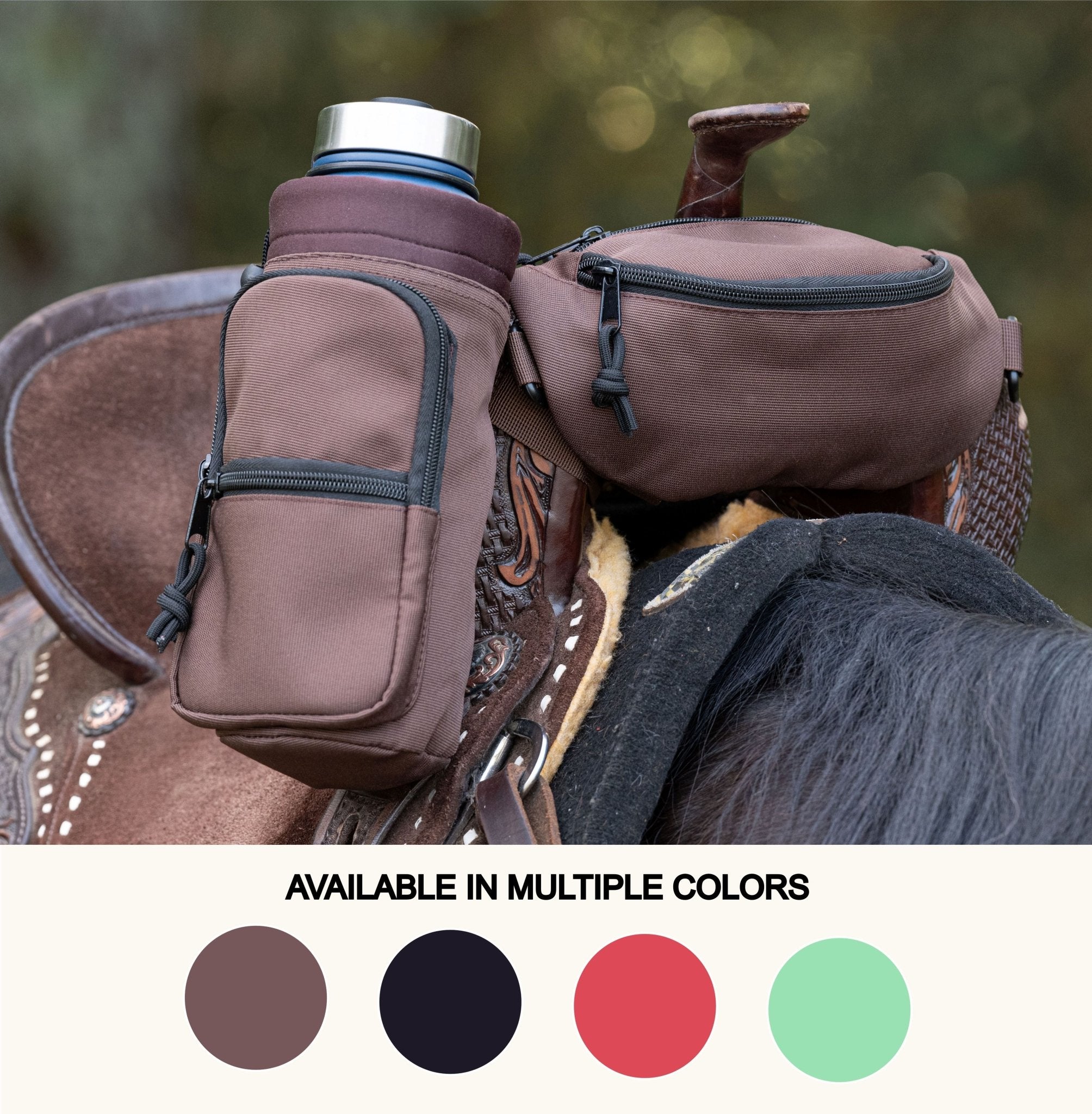 Horse Saddle Pommel Bag & Water Bottle Holder Set, Equestrian Saddle Accessory for Trail Riding Alternative Options - Horse Tack Accessories - Aylev