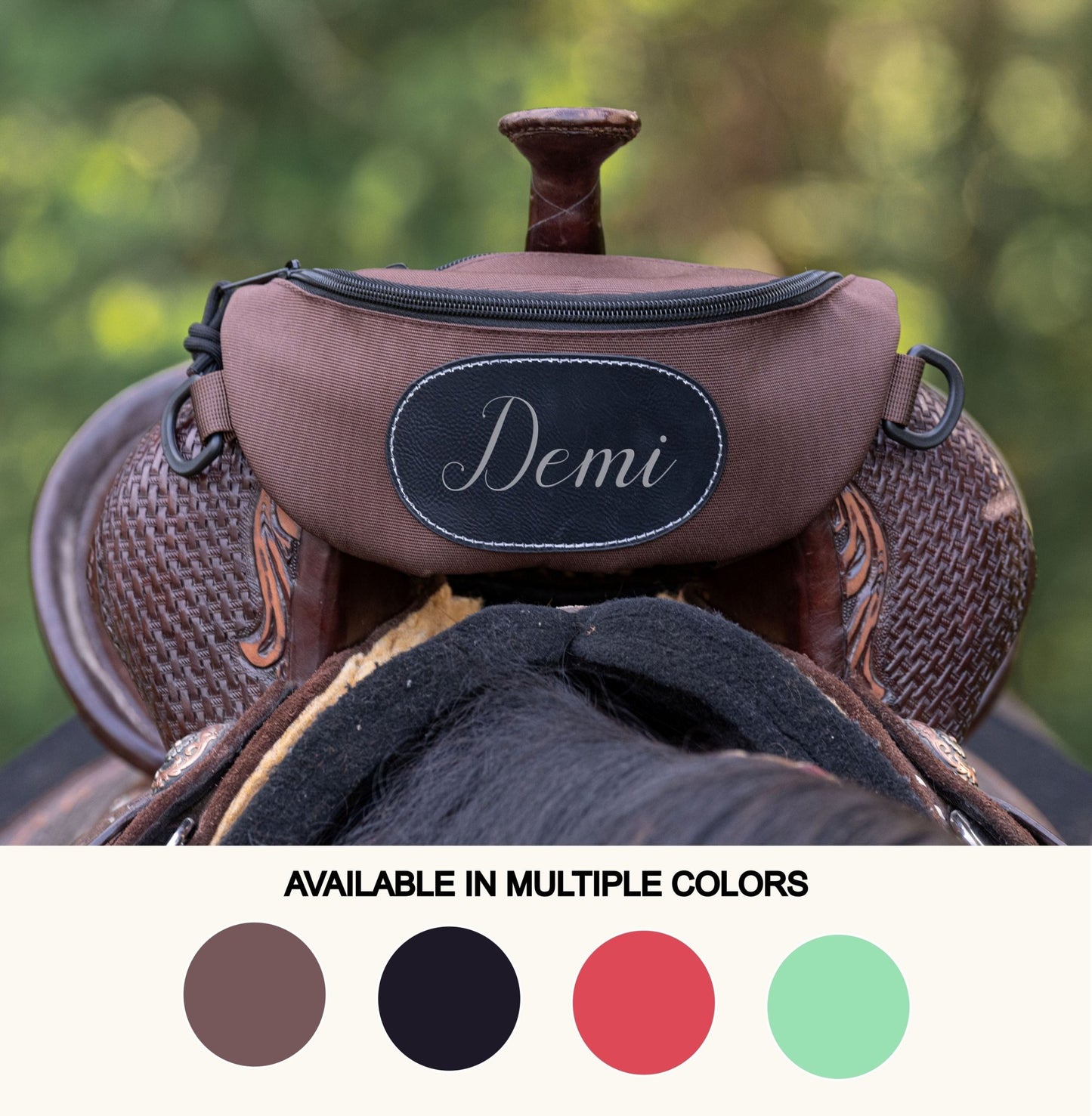 Personalized Horse Saddle Pommel Bag, Equestrian Storage Bag for Trail Riding & Horse Tack, Multiple Colors - Horse Tack Accessories - Aylev