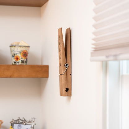 Personalized Jumbo Giant Clothespin Towel Holder, Rustic Farmhouse Wall Decor, 12" Large Clothespin for Bathroom & Laundry Room Accessories - Apparel & Accessories - Aylev