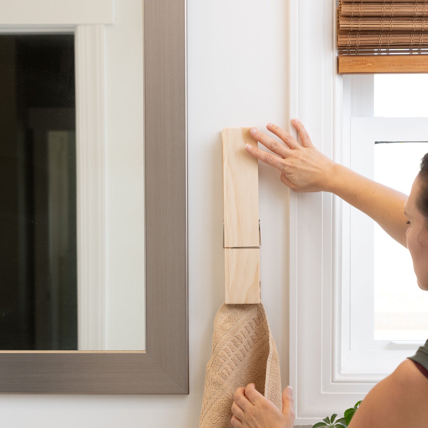 Jumbo Giant Clothespin Towel Holder, Rustic Farmhouse Wall Decor, 12" Large Clothespin for Bathroom & Laundry Room Accessories