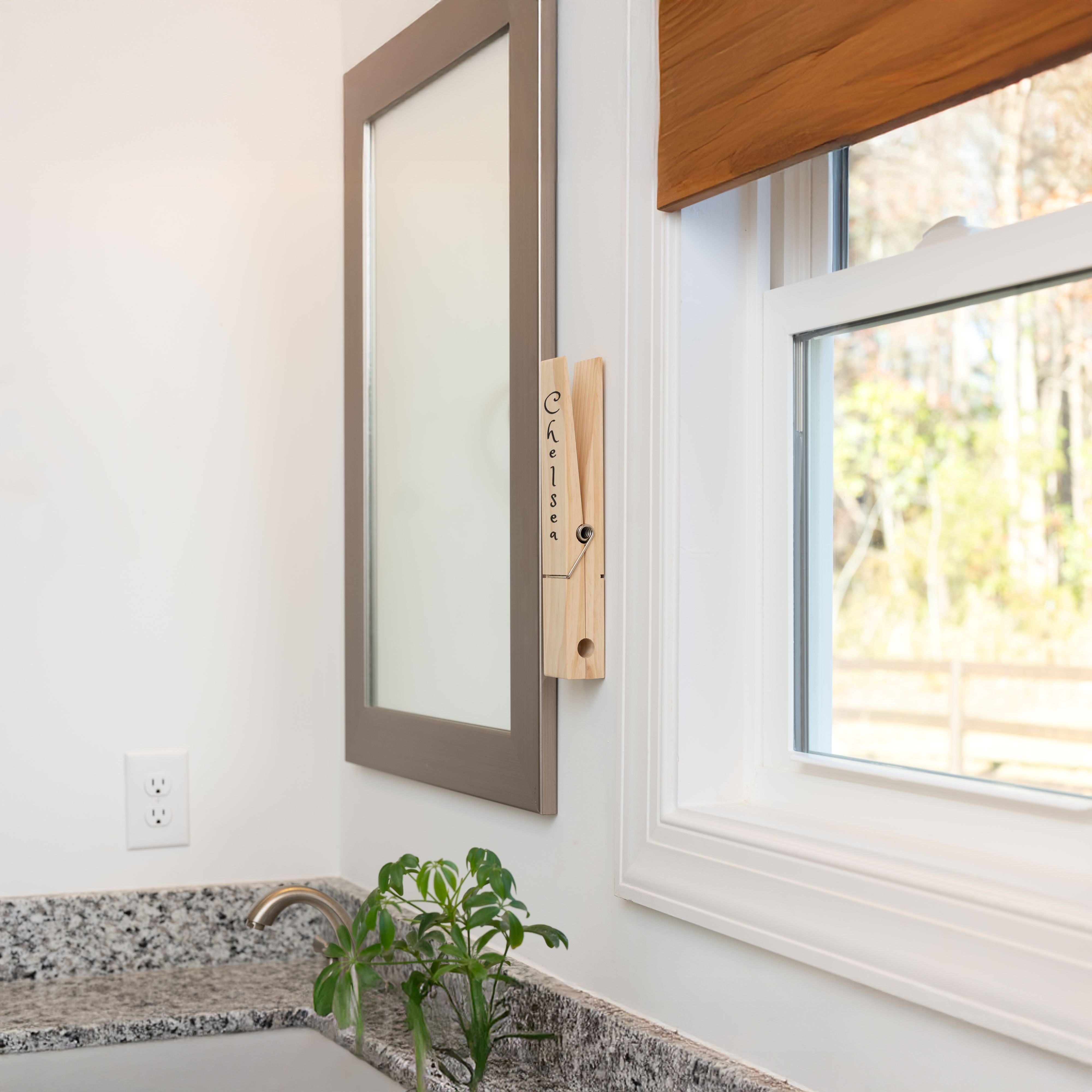 Personalized Jumbo Giant Clothespin Towel Holder, Rustic Farmhouse Wall Decor, 12" Large Clothespin for Bathroom & Laundry Room Accessories