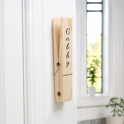Personalized Jumbo Giant Clothespin Towel Holder, Rustic Farmhouse Wall Decor, 12" Large Clothespin for Bathroom & Laundry Room Accessories - Apparel & Accessories - Aylev