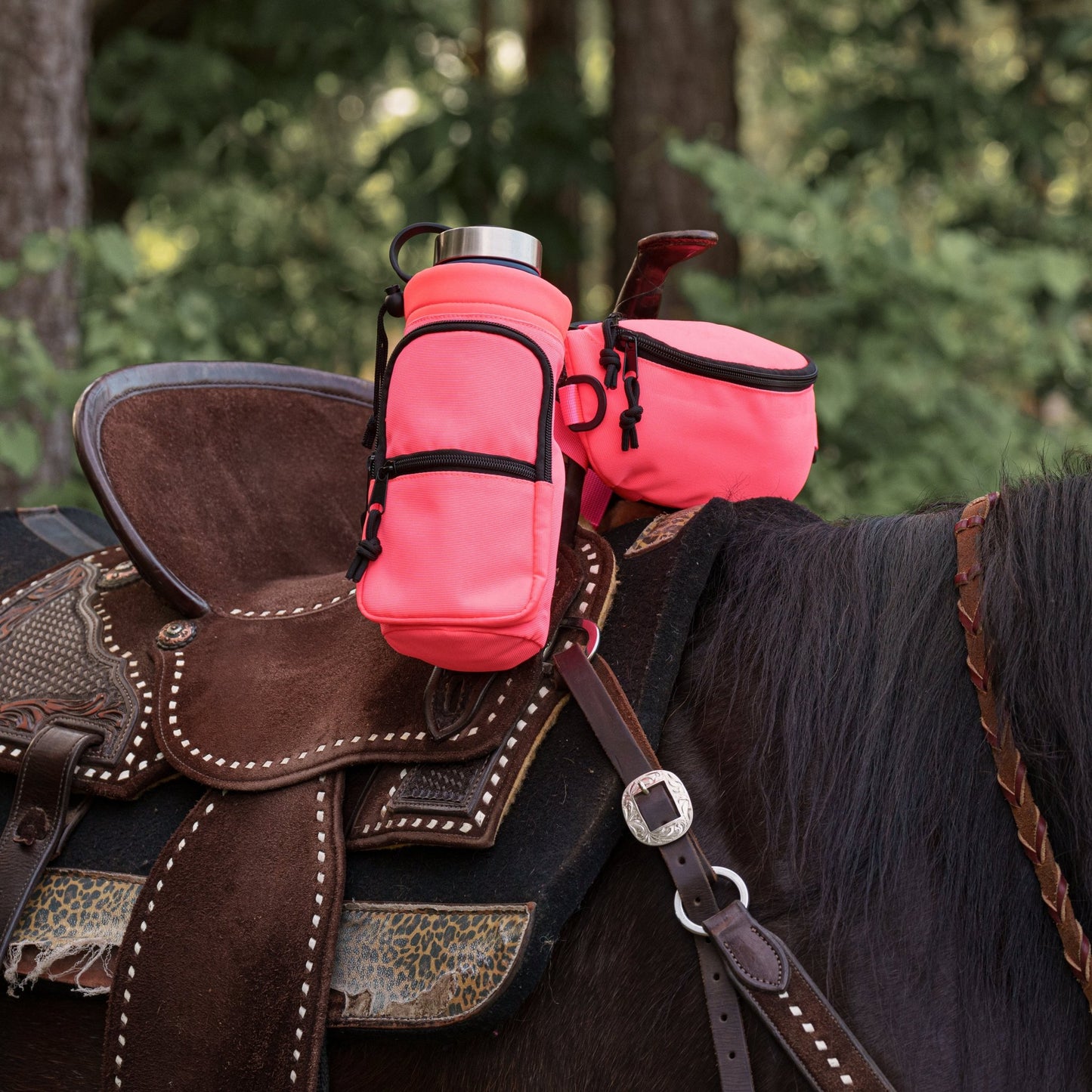 Horse Saddle Pommel Bag & Water Bottle Holder Set, Equestrian Saddle Accessory for Trail Riding Alternative Options - Horse Tack Accessories - Aylev