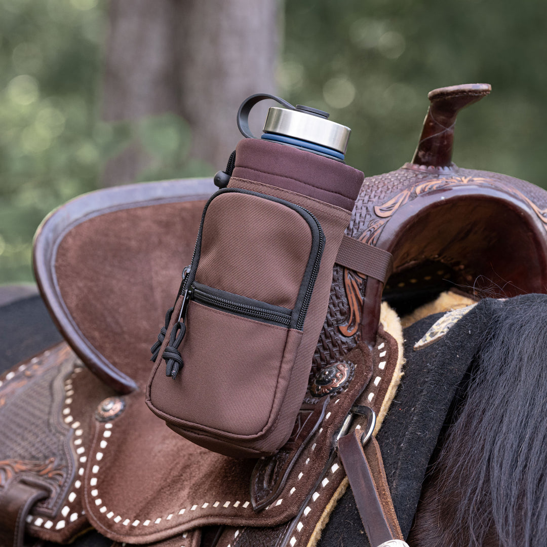 Western Saddle Leather Bottle Cage Water Bottle Holder Plain