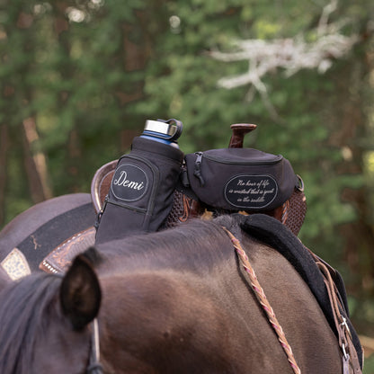 Personalized Horse Saddle Pommel Bag & Water Bottle Holder Set, Custom Equestrian Trail Riding Accessory - Horse Tack Accessories - Aylev