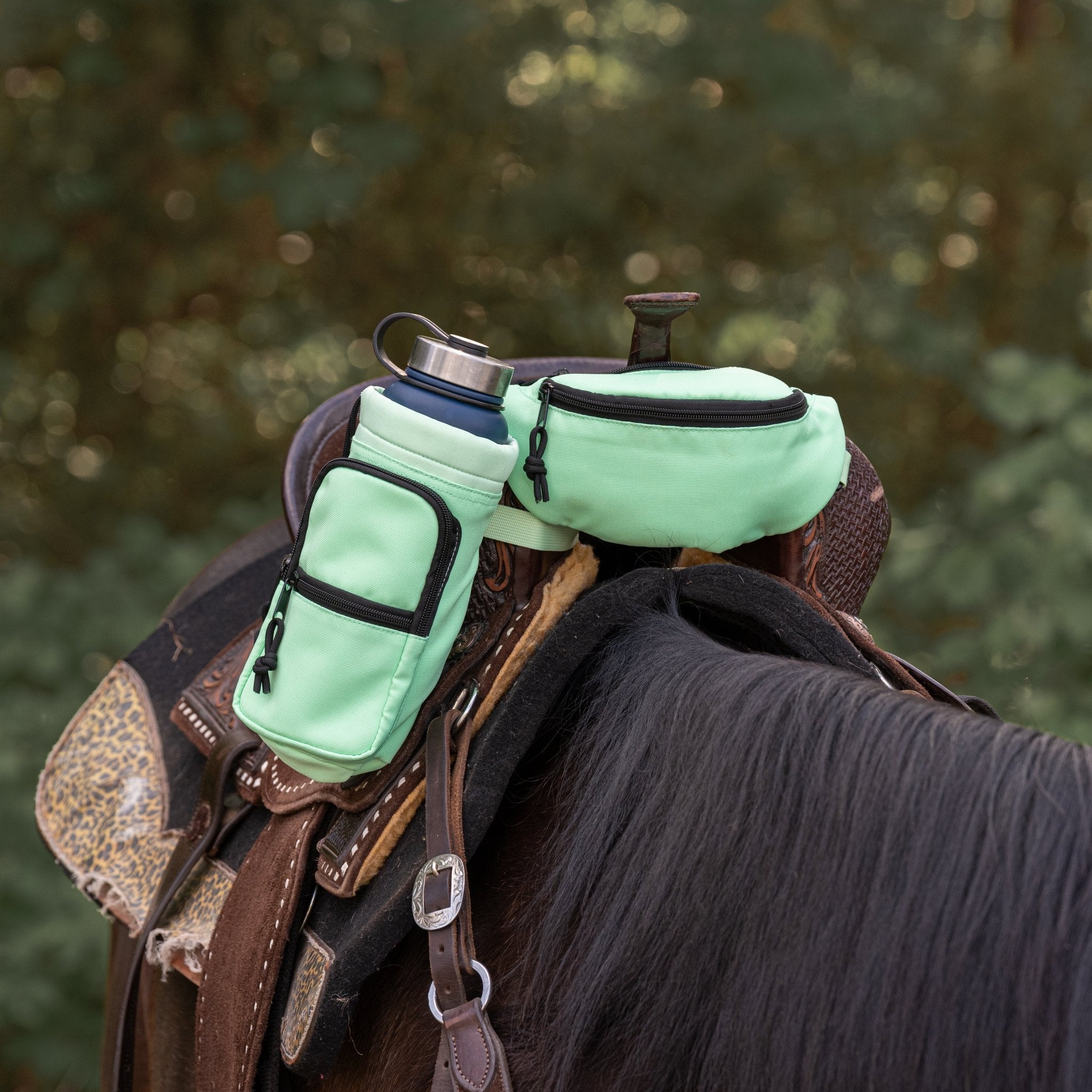 Horse Saddle Pommel Bag & Water Bottle Holder Set, Equestrian Saddle Accessory for Trail Riding Alternative Options - Horse Tack Accessories - Aylev