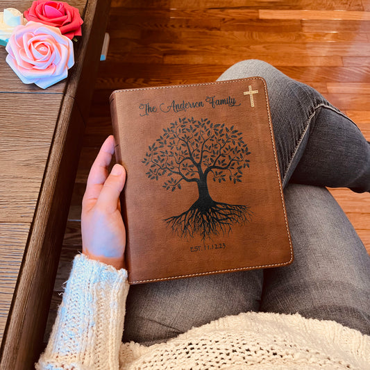 Personalized Family Bible,  Custom NIV Family Tree Journaling Bible, Engraved Bible, Wedding Bible, Anniversary Gifts Family Bible for Wedding - Aylev