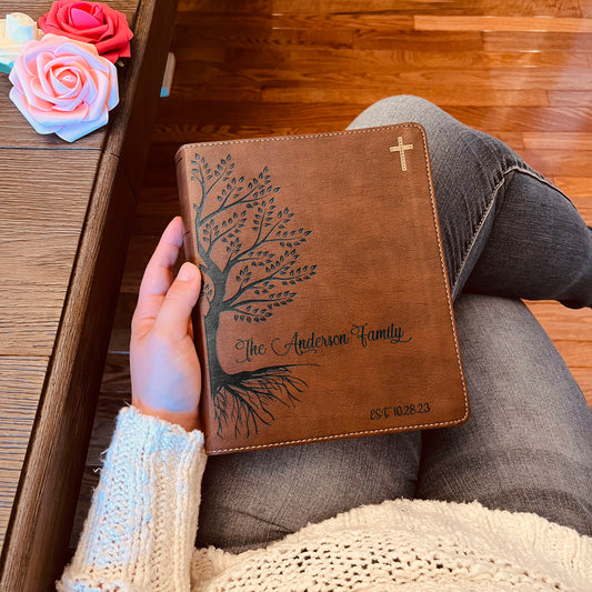 Personalized Family Bible,  Custom NIV Family Tree Journaling Bible, Engraved Bible, Wedding Bible, Anniversary Gifts Family Bible for Wedding - Aylev